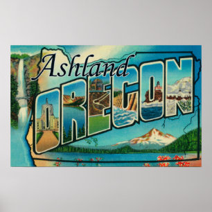 Póster Ashland, Oregon - Large Letter Scenes