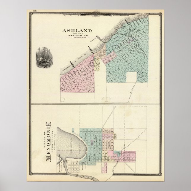 Póster Ashland y Menomonie, Wis (Frente)