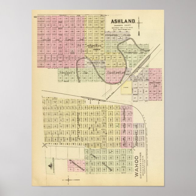 Póster Ashland y Wahoo, Nebraska (Frente)
