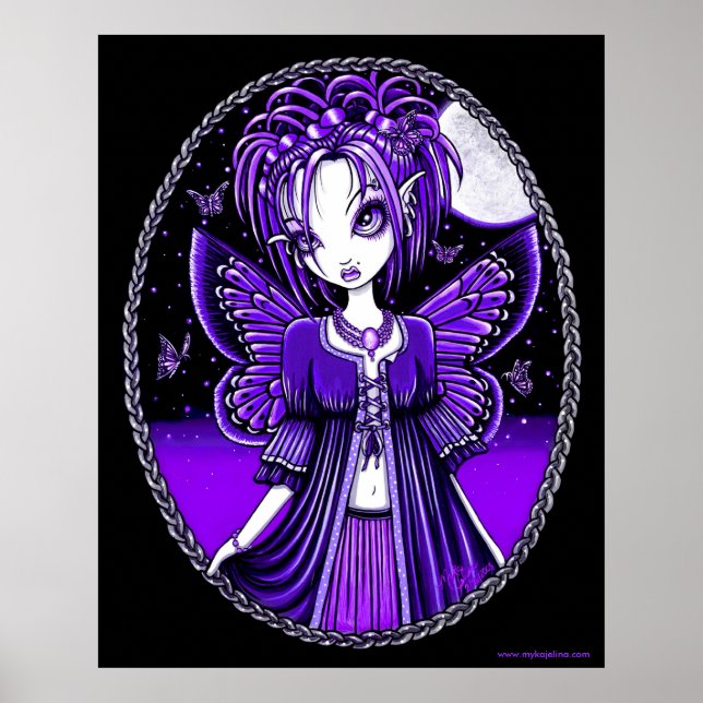 Póster Ashly Purple Butterfly Moon Fairy Poster (Frente)