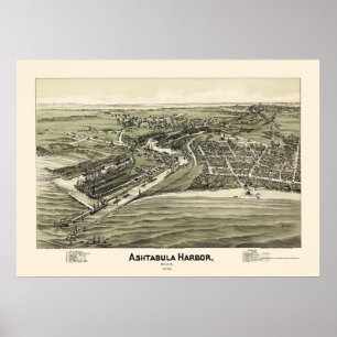 Póster Ashtabula Harbor, OH Panoramic Map - 1896