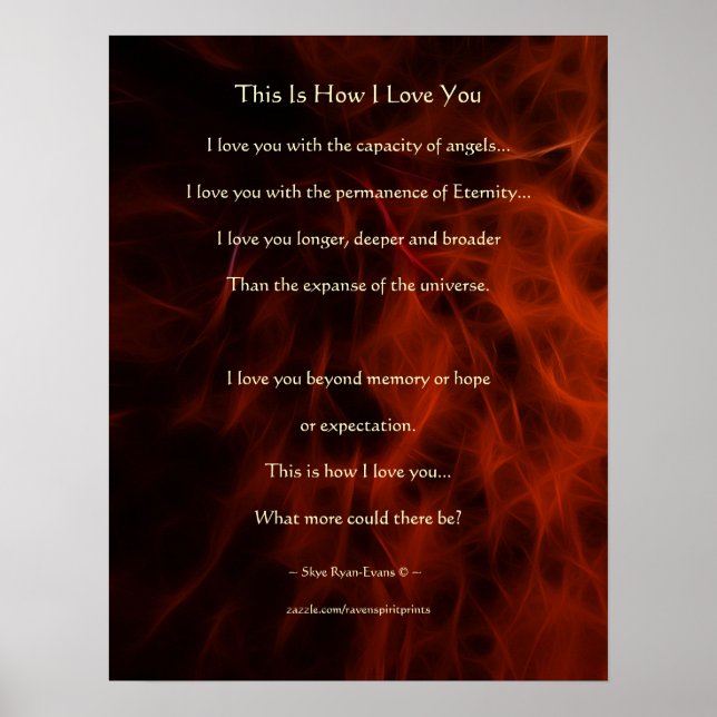 Póster "Así es como te amo" Poster de poesía fractal (Frente)