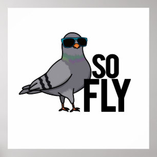 Póster Así que Fly Funny Guay Pigeon Pun