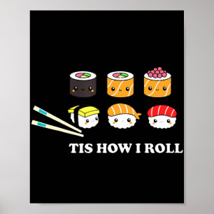 Póster Así Rueda Shushi Feliz Sushi Anime Comida Japonesa