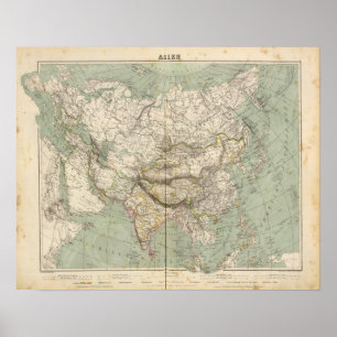 Póster Asia Atlas Map showing political divisions