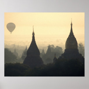Póster Asia, Birmania, (Myanmar), Pagan (Bagan) Hot Air