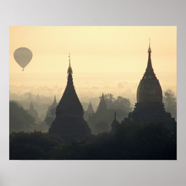 Póster Asia, Birmania, (Myanmar), Pagan (Bagan) Hot Air (Frente)