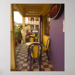 Póster Asia, Camboya, Siem Reap, cafetería.