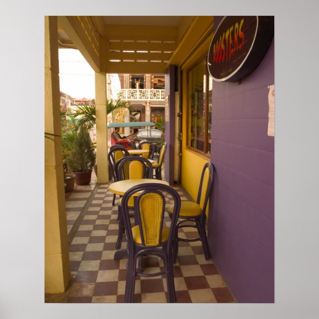 Póster Asia, Camboya, Siem Reap, cafetería. (Frente)