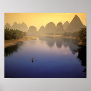 Póster Asia, China, provincia de Guangxi, Yangshuo. Solo