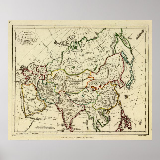 Póster Asia con límites delineados (Frente)
