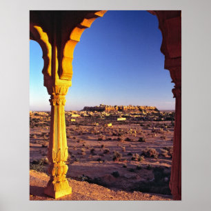Póster Asia, India, Rajasthan, Jaisalmer. La vista desde