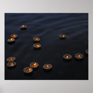 Póster Asia, India, región de Varanasi. Ofrendas en el