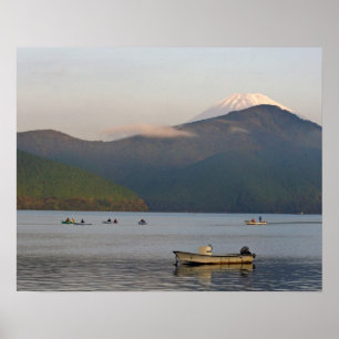 Póster Asia, Japón, Hakone. Temprano por la mañana vistas