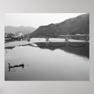Póster Asia, Japón, Iwakuni. Pescadores e histórico