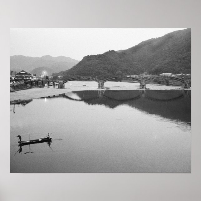 Póster Asia, Japón, Iwakuni. Pescadores e histórico (Frente)