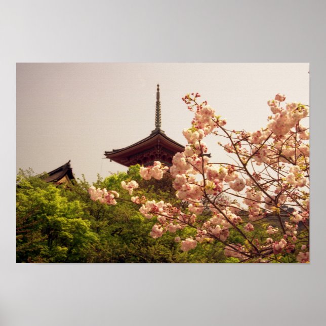 Póster Asia, Japón, Kioto, templo Kiyomizu en primavera (Frente)