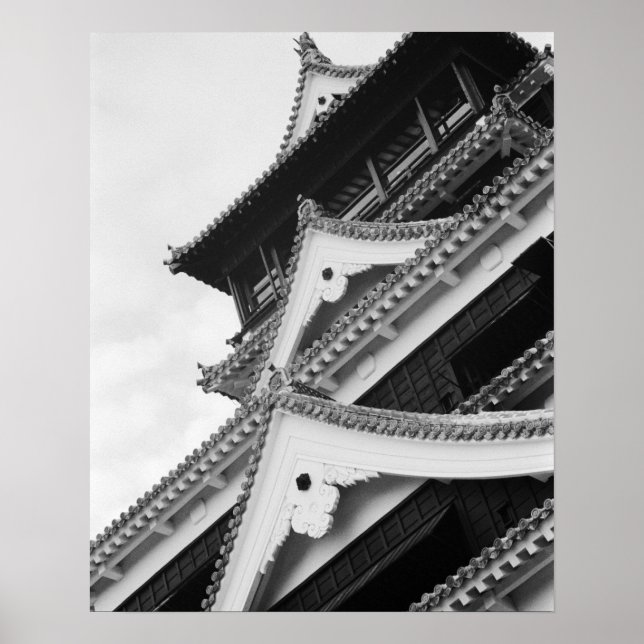 Póster Asia, Japón, Kumamoto. Detalle del Kumamoto, (Frente)