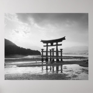 Póster Asia, Japón, Myajima. Puerta de Torri