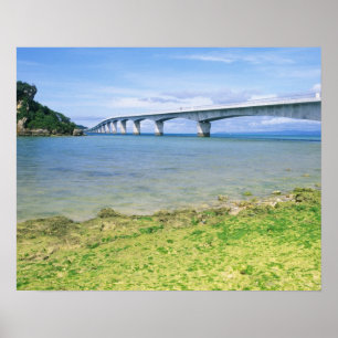 Póster Asia, Japón, Okinawa, Puente Kouri