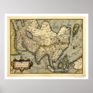 Póster Asia Map By Ortelius 1570
