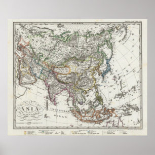 Póster Asia Map by Stieler