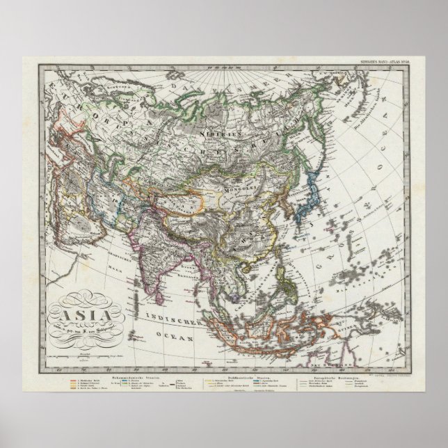 Póster Asia Map by Stieler (Frente)