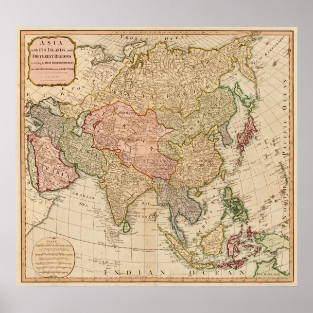 Póster Asia: Mapa panorámicoAsia 8 (Frente)