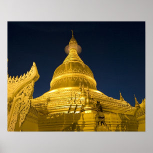 Póster Asia, Maynmar, Yangon, templo budista en Yangon