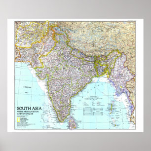 Póster Asia meridional: 1997 MAP detallado ...