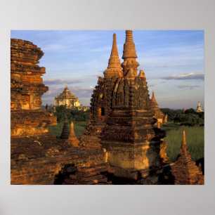 Póster Asia, Myanmar, Bagan. Templos antiguos y