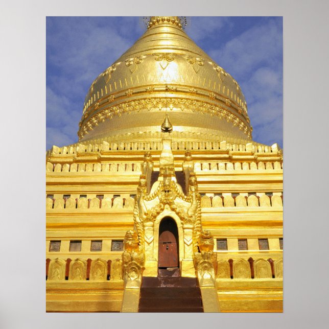 Póster Asia, Myanmar (Birmania), Bagan (Pagan). El Shwe (Frente)