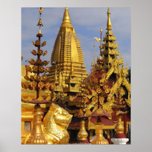 Póster Asia, Myanmar (Birmania), Bagan (Pagan). El Shwe 3
