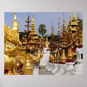 Póster Asia, Myanmar (Birmania), Bagan (Pagan). El Shwe 5