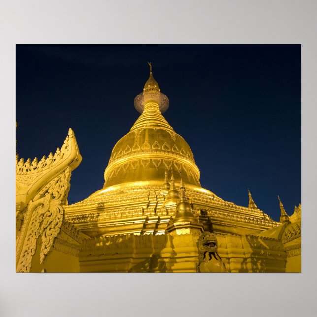 Póster Asia, Myanmar, Rangún, templo budista en Rangún (Frente)