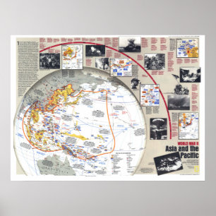 Póster "Asia Pacific: 1937/45 - MAPA de la Segunda Guerra