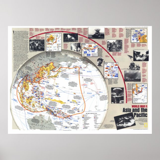 Póster "Asia Pacific: 1937/45 - MAPA de la Segunda Guerra (Frente)