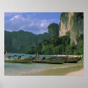 Póster Asia, Tailandia, Krabi. Playa West Railay,