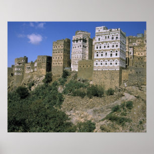 Póster Asia, Yemen, Al Hajjara. Edificios y solamente