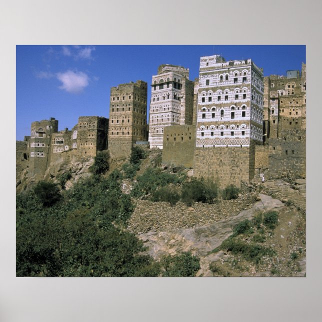 Póster Asia, Yemen, Al Hajjara. Edificios y solamente (Frente)