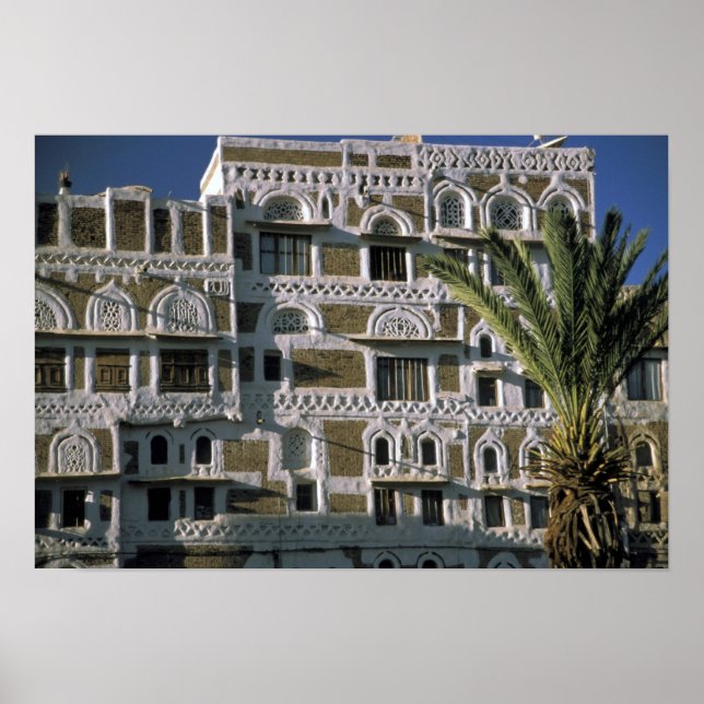 Póster Asia, Yemen, Saná. Casa yemení. (Frente)