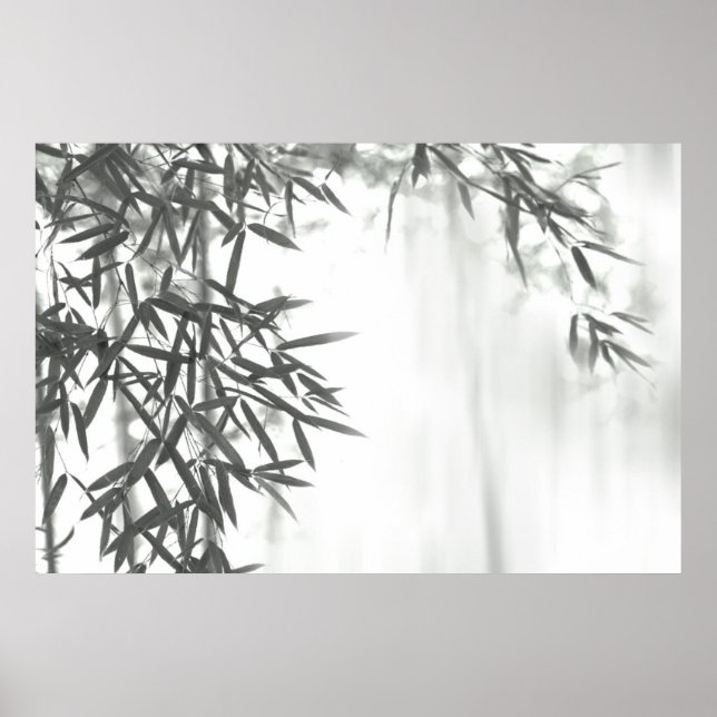 Póster Asian wash painting style (sumi-e) style bamboo (Frente)