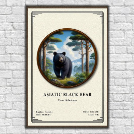 Póster Asiatic Black Bear Zoology Series