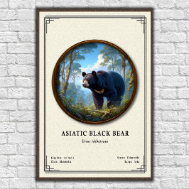 Póster Asiatic Black Bear Zoology Series