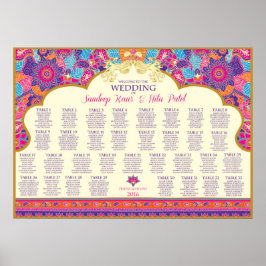 Póster Asiático - Boda - Henna - Plan de asiento de mesa