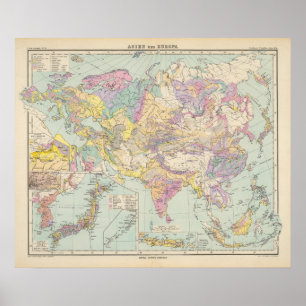 Póster Asien u Europa - Atlas Map of Asia and Europe