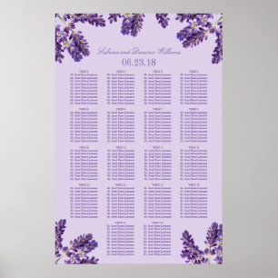 Póster Asiento Boda de espigones florales de lavanda púrp