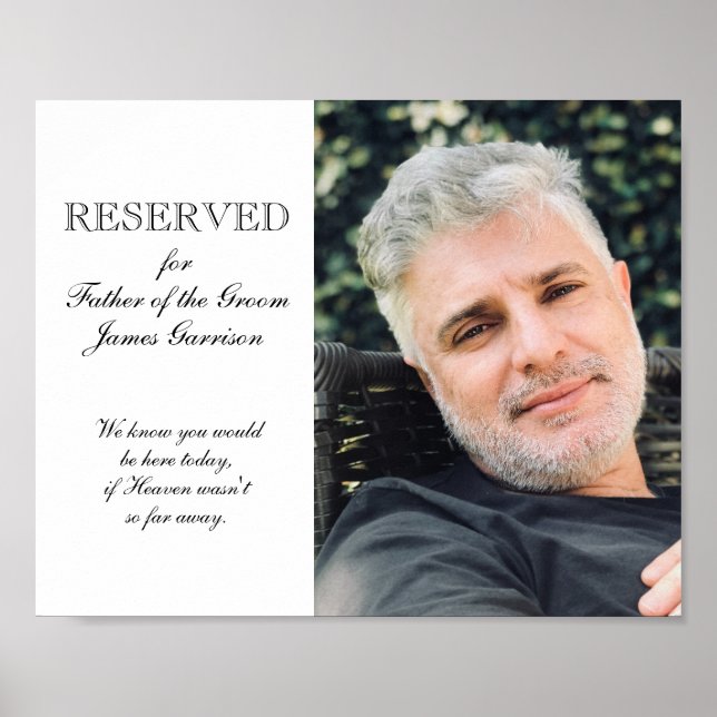 Póster Asiento conmemorativo con foto del padre del novio (Frente)