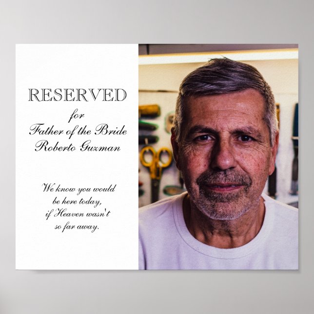 Póster Asiento conmemorativo de foto del padre de la novi (Frente)