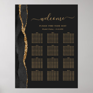 Póster Asiento de Boda de 12 Mesas Agata Dorada Oscura